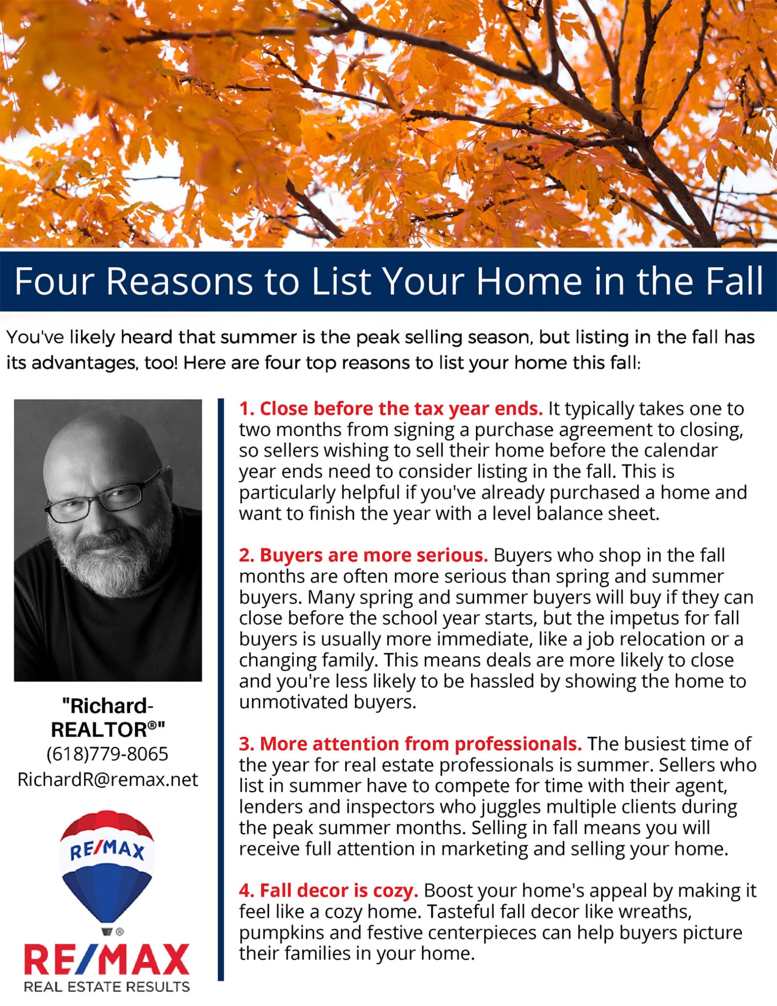 Richard REALTOR - Four Reasons to List Your Home in the Fall